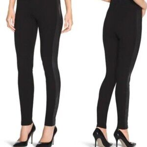 WHBM Black Faux Leather Panel Ponte Legging Size S